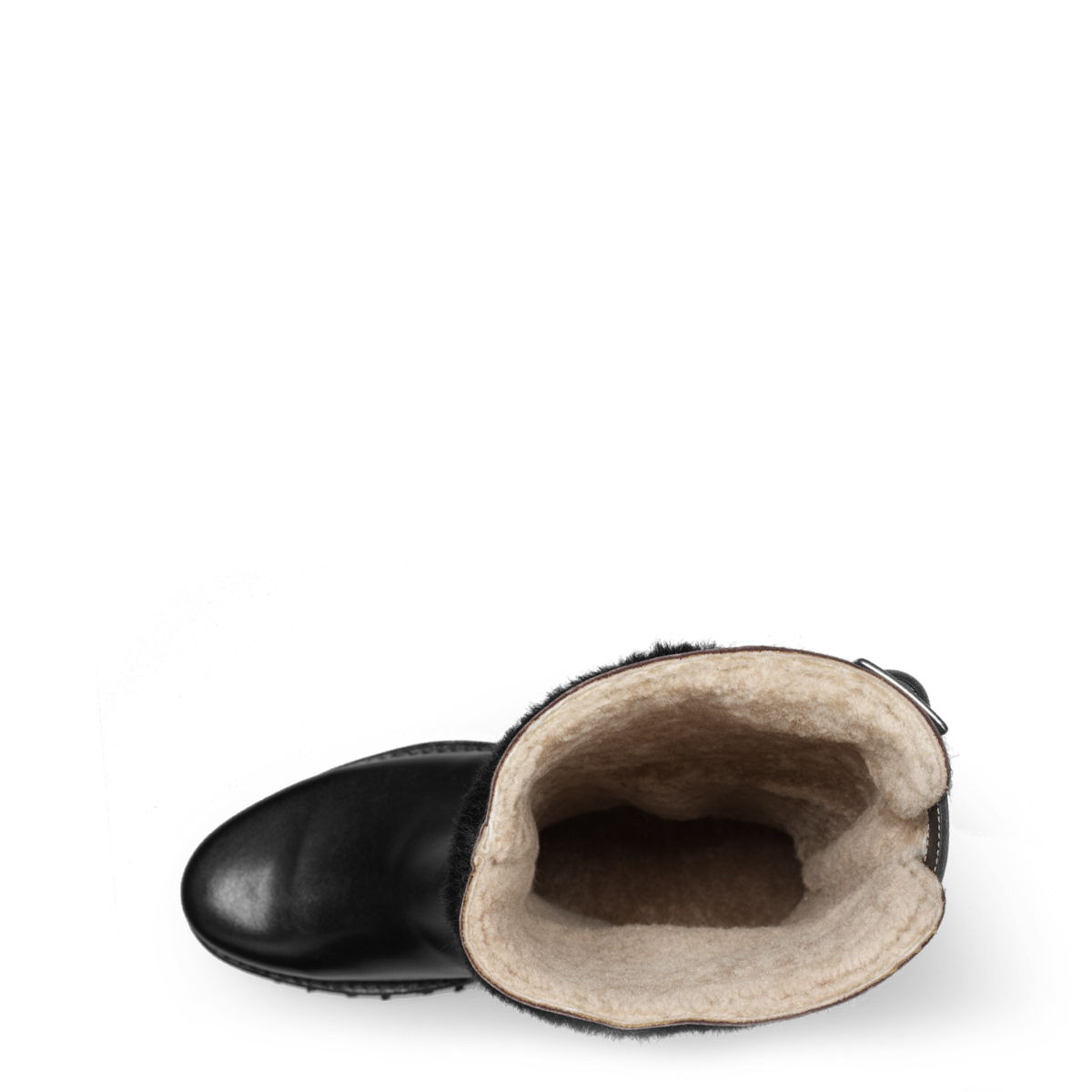 Winterstiefel Anton von halfs aus München – zwiegenähter Herren-Stiefel mit Lammfell gefüttert aus schwarzem Rindsleder