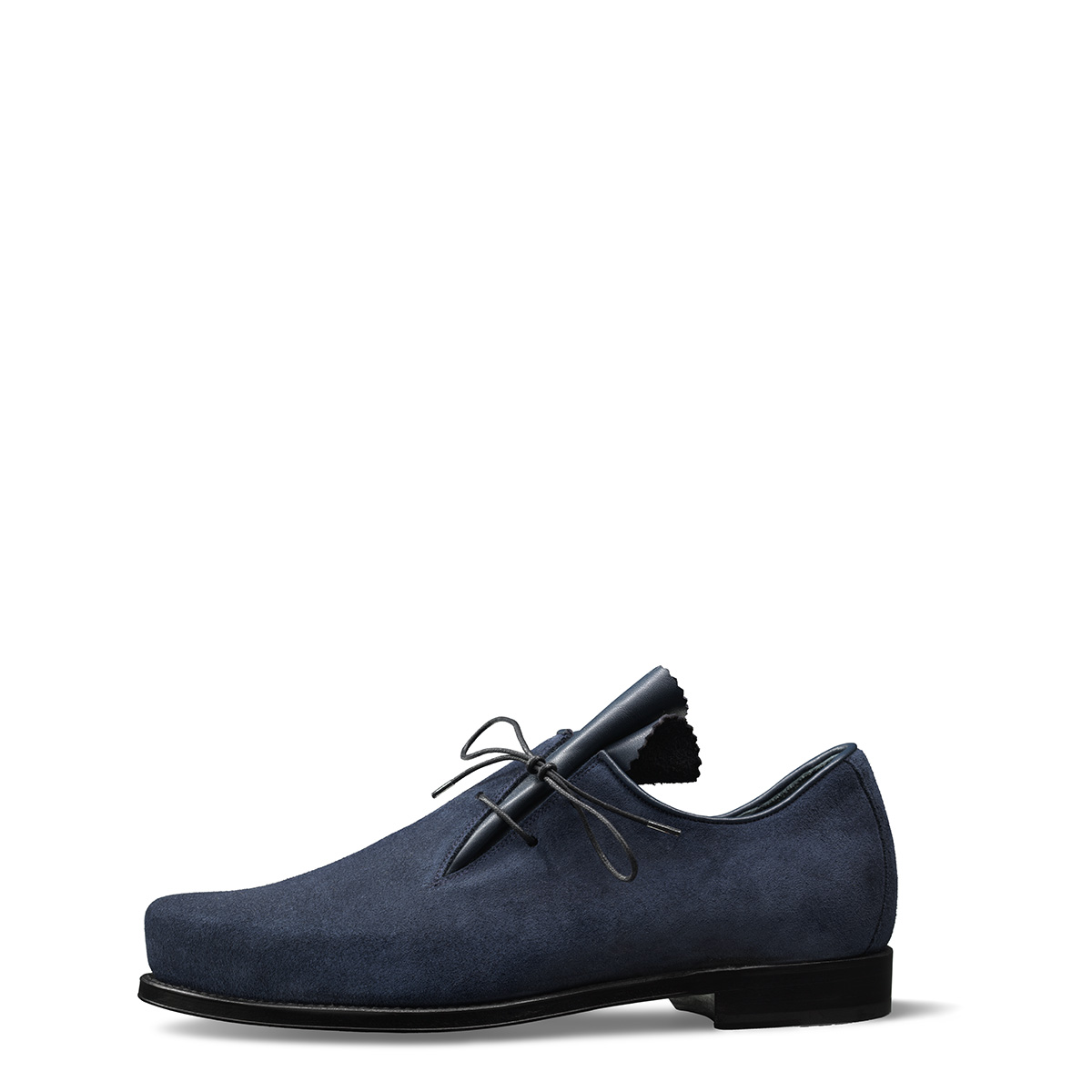 haferlschuh max light  von halfs aus München – rahmengenähter Herren-haferlschuh aus blauem Wildleder