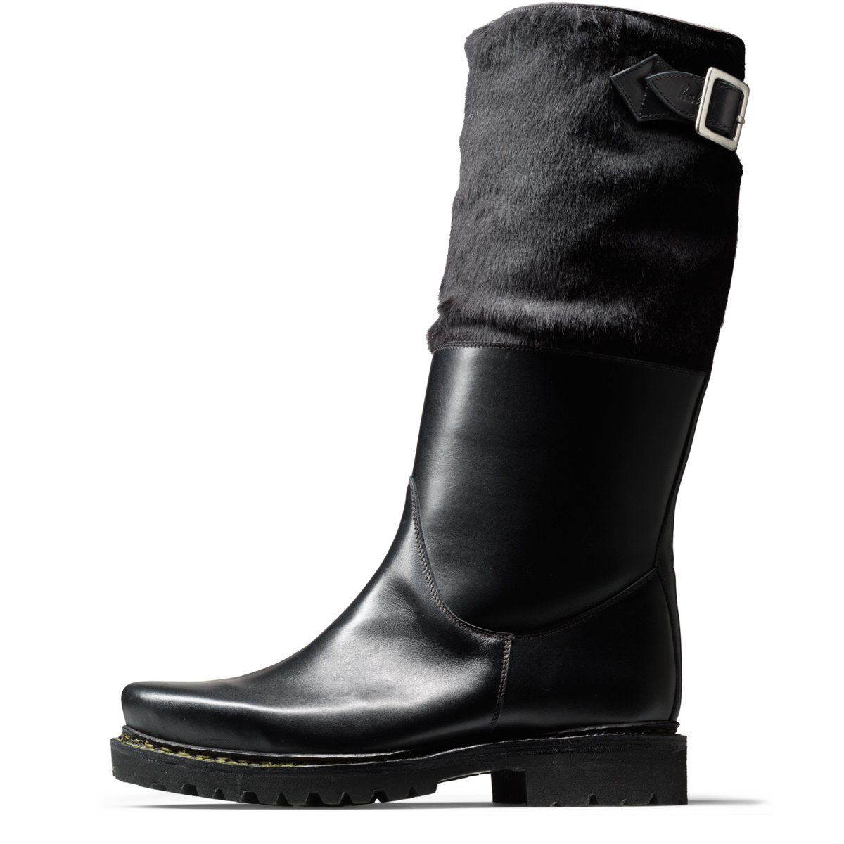 Winterstiefel Anton von halfs aus München – zwiegenähter Herren-Stiefel mit Lammfell gefüttert aus schwarzem Rindsleder