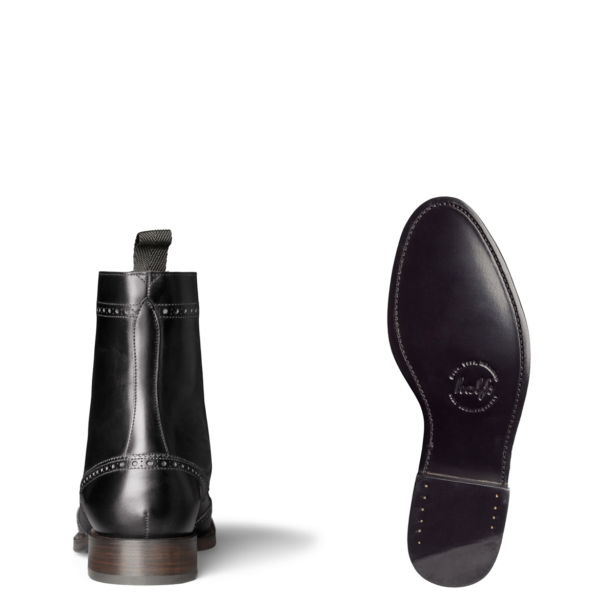 Halbstiefel August von halfs aus München – rahmengenähter Herren-Halbstiefel aus schwarzem Kalbsleder