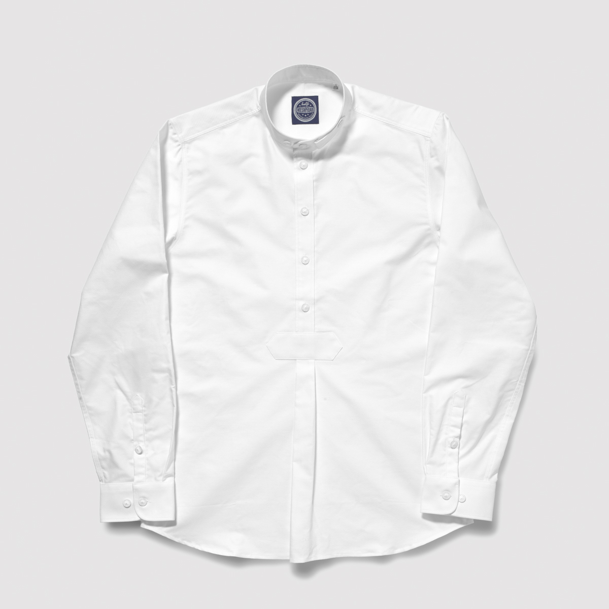 Wiesnpfoad - weißes Pfoad Trachtenhemd mit Stehkragen von halfs aus München aus schwerem Baumwoll Oxford