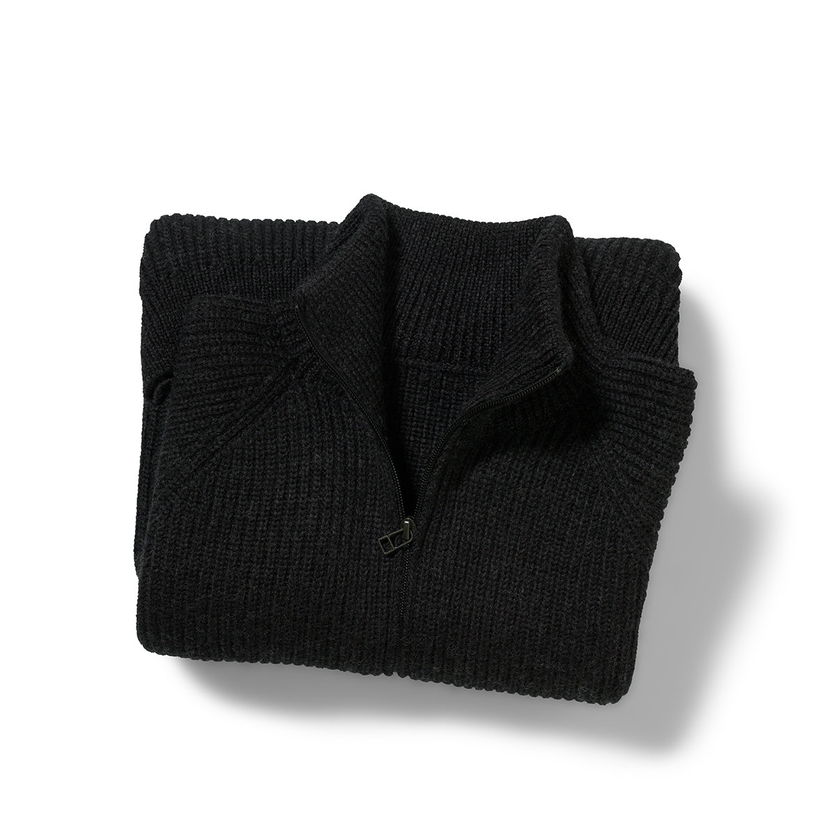 Strickjacke 7013 dunkelgrau von halfs X indnat – nahtlos in Deutschland im Perlfang aus Bio-Merinowolle gestrickt, mit Zipper und Stehkragen