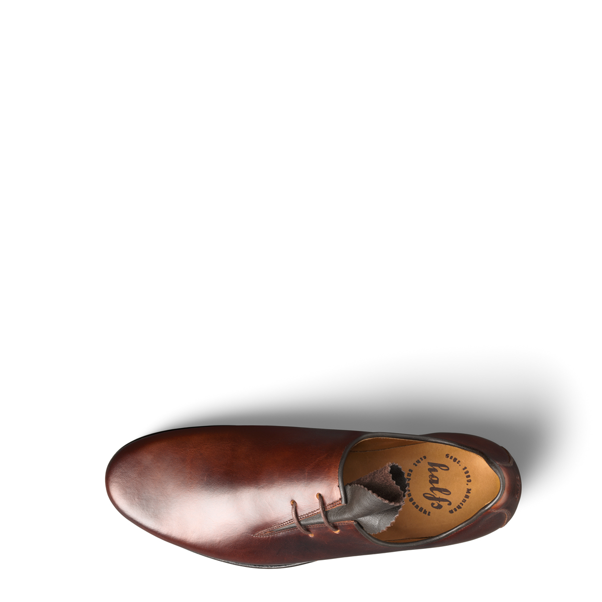 Haferlschuh Luggi von halfs aus München – rahmengenähter Herren-Haferlschuh mit Ledersohle aus braunem Rindsleder