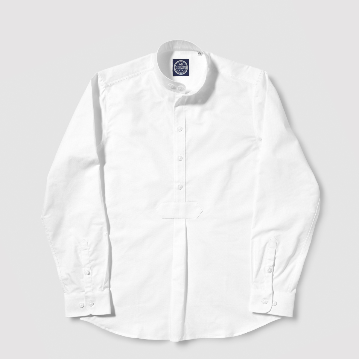 Wiesnpfoad - weißes Pfoad Trachtenhemd mit Stehkragen von halfs aus München aus schwerem Baumwoll Oxford