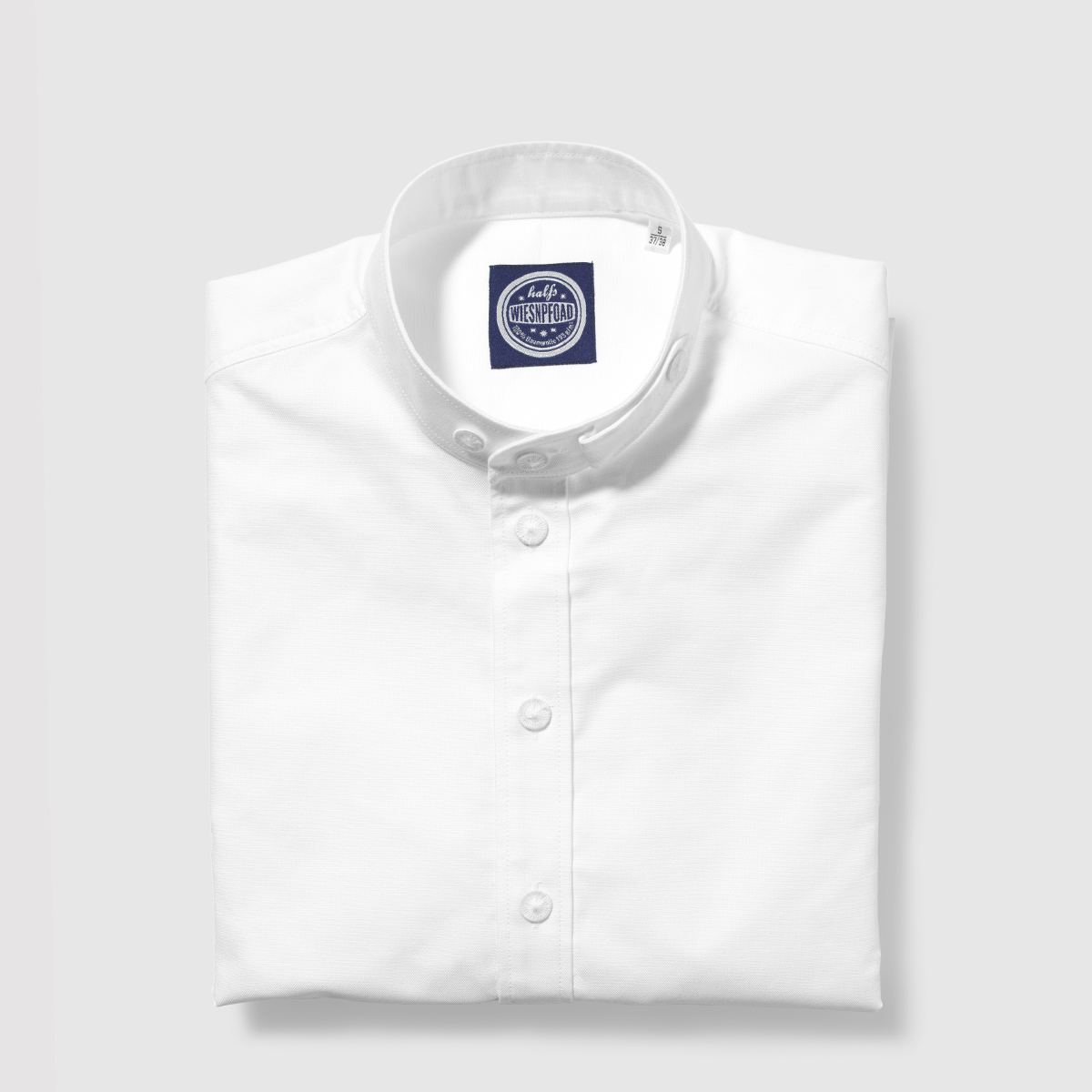 Wiesnpfoad - weißes Pfoad Trachtenhemd mit Stehkragen von halfs aus München aus schwerem Baumwoll Oxford