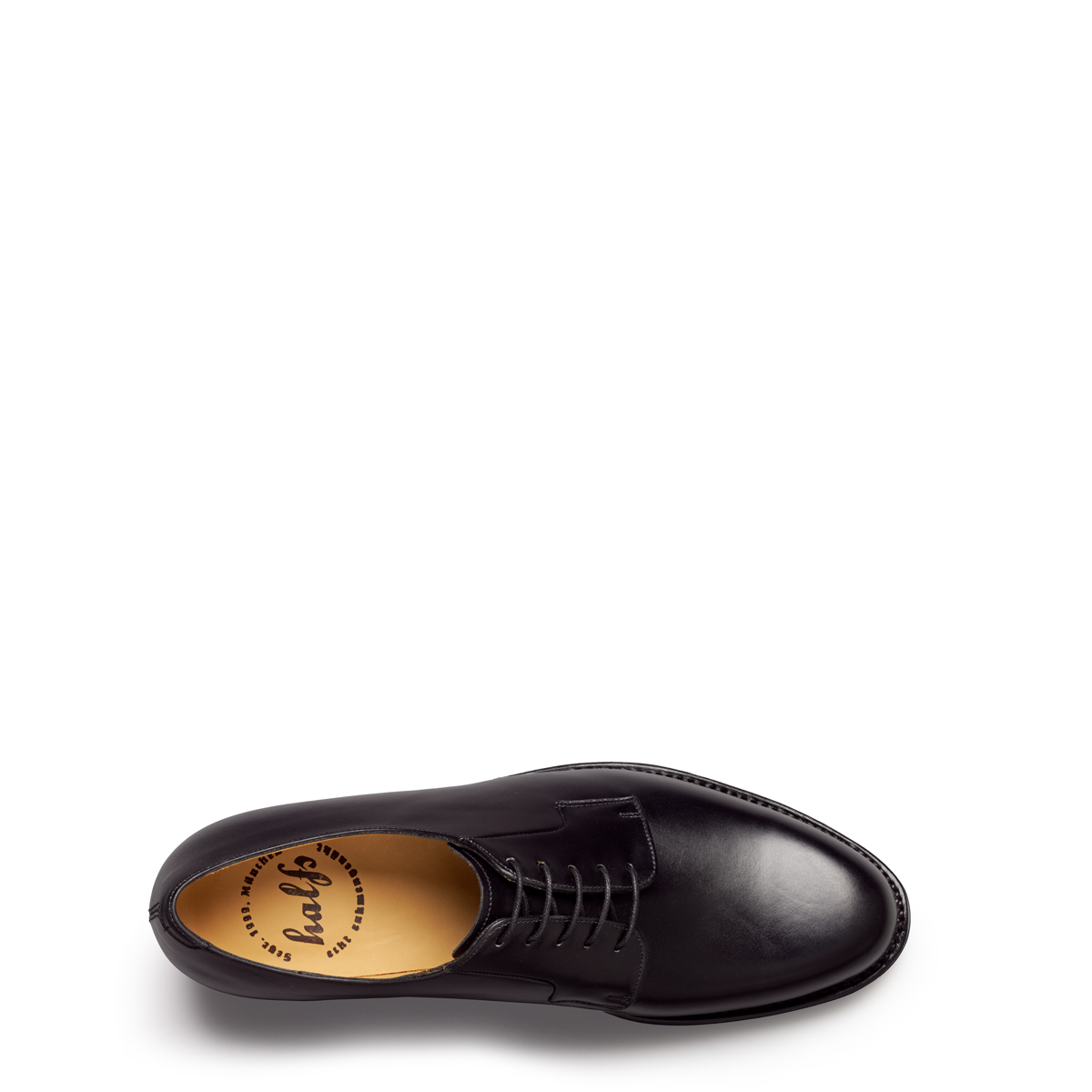 Halbschuh Derby von halfs aus München – rahmengenähter Herren-Klassiker aus schwarzem Kalbsleder