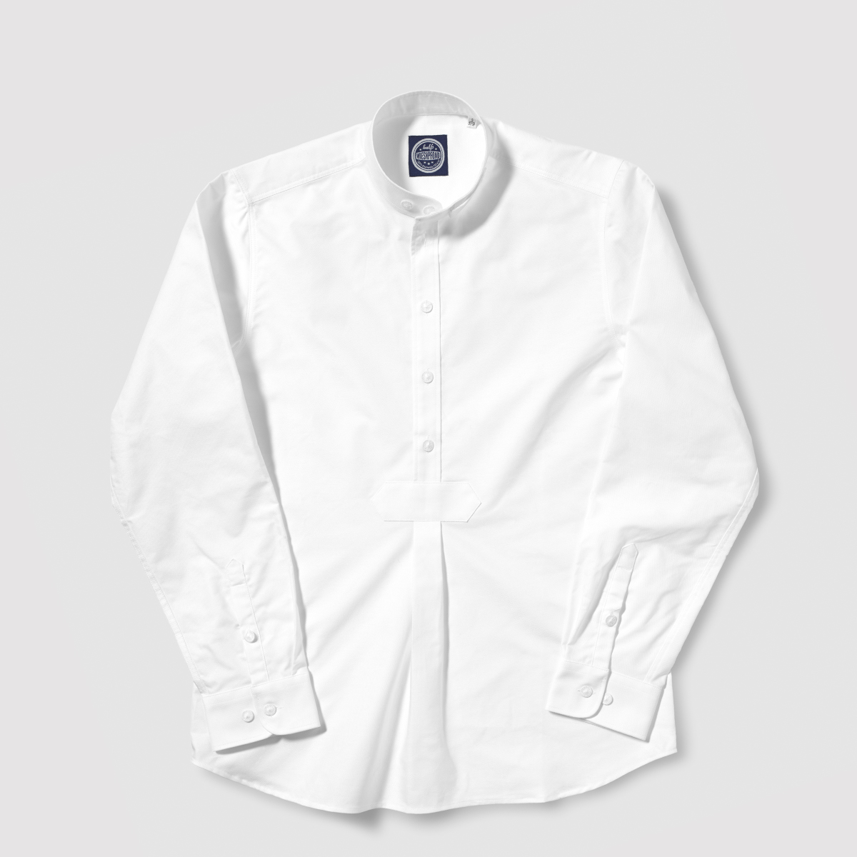 Wiesnpfoad - weißes Pfoad Trachtenhemd mit Stehkragen von halfs aus München aus schwerem Baumwoll Oxford