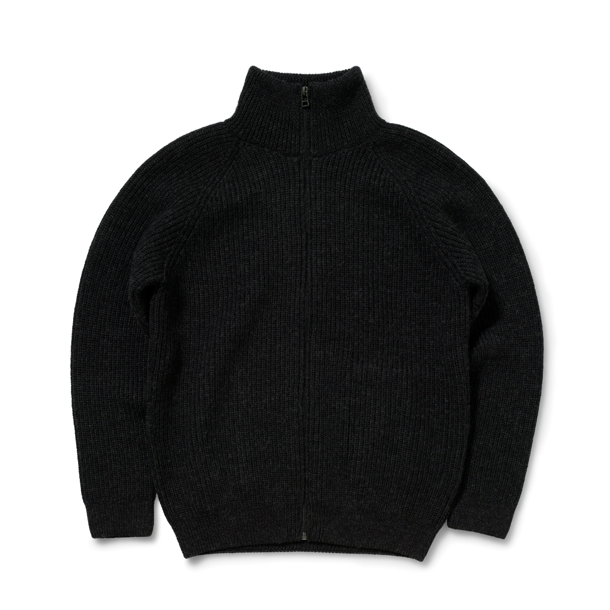 Strickjacke 7013 dunkelgrau von halfs X indnat – nahtlos in Deutschland im Perlfang aus Bio-Merinowolle gestrickt, mit Zipper und Stehkragen